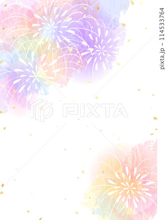 やさしい色合いの花火のイラスト 114533764