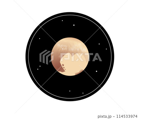 望遠鏡に映る冥王星のシンプルなイラスト 114533974