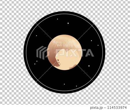 望遠鏡に映る冥王星のシンプルなイラスト 114533974