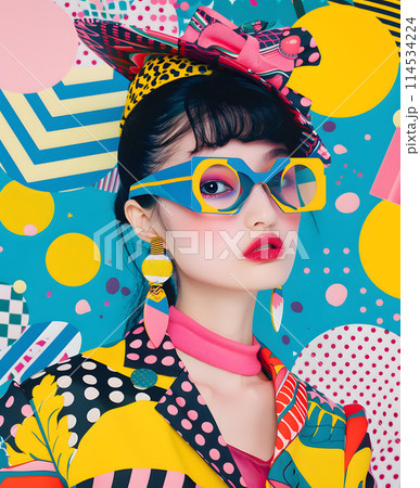 昭和レトロと女性のポップアート 昭和レトロと女性のポップアート 114534224