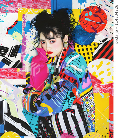 昭和レトロ レトロポップ アート 作品 美術 お洒落 オシャレ 立掛け 昭和レトロと女性のポップアートのイラスト素材 [114534226] - PIXTA