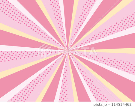 ドット模様入りのサンバースト背景のイラスト（ピンク） 114534462