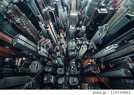 A panoramic view of a modern huge metropolis from a bird's eye view. 114534661