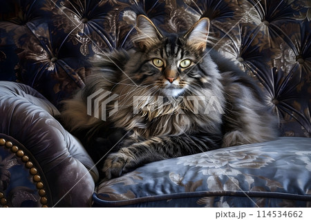 A luxurious meikun is lying on a chair. 114534662