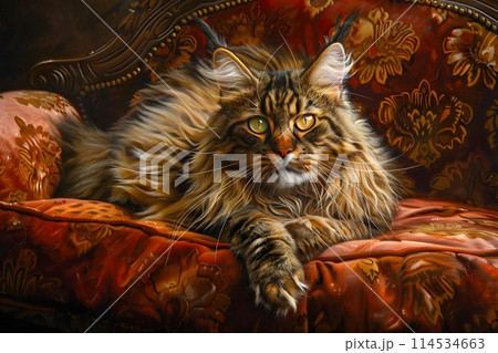 A luxurious meikun is lying on a chair. 114534663