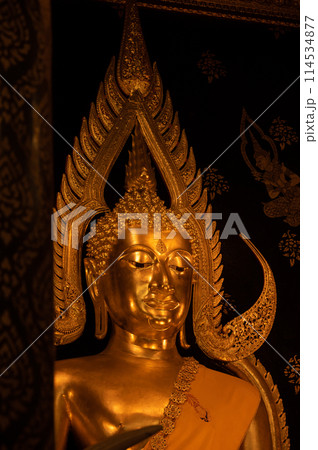 Beautiful golden Buddha situated in Wat Phra Sri Rattana Mahathat temple in Phitsanulok province of Thailand. Beautiful golden Buddha situated in Wat Phra Sri Rattana Mahathat temple in Phitsanulok province of Thailand. 114534877