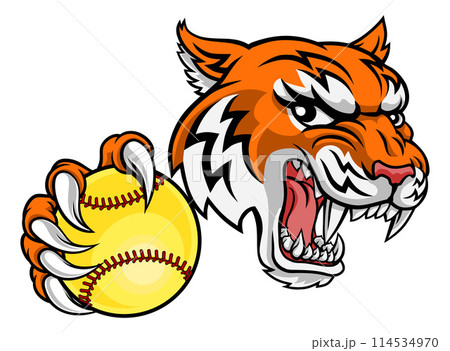 Tiger Softball Animal Sports Team Mascot 114534970