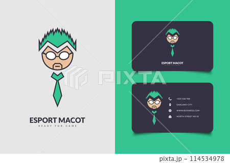 Male mascot with green tie and hair for e-sport logo or mascot 114534978