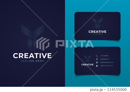 Abstract line logo in gradient concept forming an elegant tie or falcon for your business identity or logo 114535000