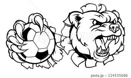 Bear Soccer Football Claw Grizzly Animal Mascot 114535086
