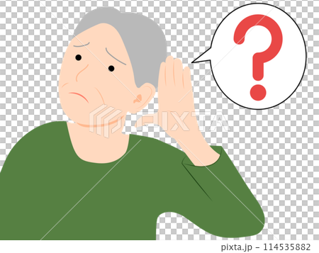 一位有聽力障礙的老人的圖像插圖 114535882
