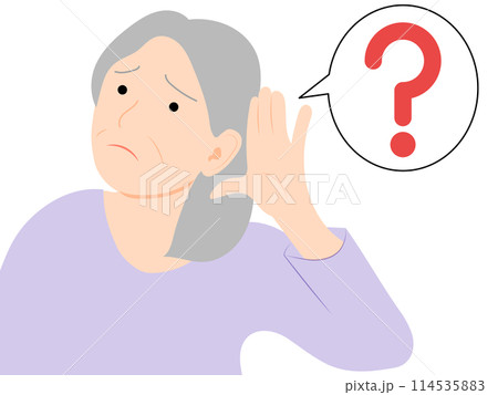 耳が聞こえづらい高齢女性のイメージイラスト 耳が聞こえづらい高齢女性のイメージイラスト 114535883