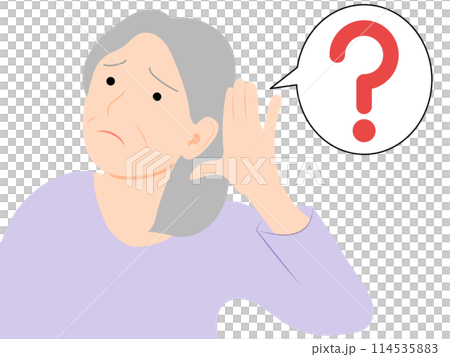 耳が聞こえづらい高齢女性のイメージイラスト 耳が聞こえづらい高齢女性のイメージイラスト 114535883