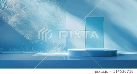 Blue podium for the presentation various products Blue podium for the presentation various products 114536719