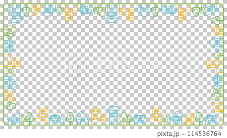 簡單的線條畫城市景觀框架夏季圖像尺寸比例 16:9 114536764