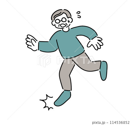 つまずくシニア男性のイラスト 114536852