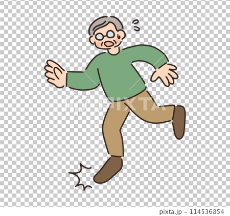 Illustration of a senior man stumbling 114536854