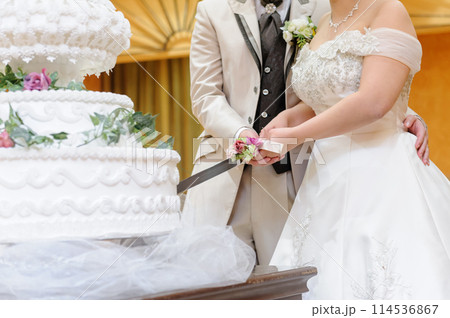 ケーキ入刀 、結婚披露 ケーキ入刀 、結婚披露 114536867
