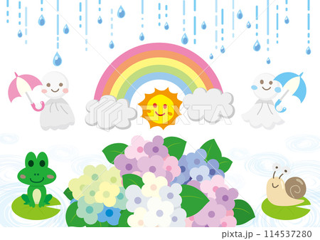 梅雨のかわいいイラスト素材 114537280