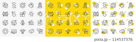 Outline Clipboard, Report statistics and Document attachment line icons pack for web with Fireworks, Energy drops, Vitamin e line icon. Power, Seo timer, Puzzle pictogram icon. Vector 114537376