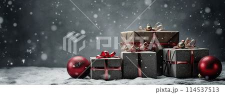 Present boxes holiday background with copy space Present boxes holiday background with copy space 114537513