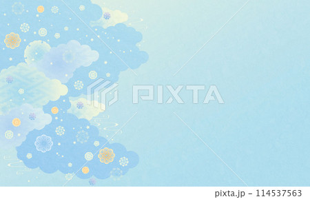 背景素材（ブルーの和花柄）1-3 114537563