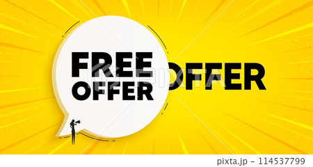 Free offer tag. Chat speech bubble banner. Special offer sign. Sale promotion symbol. Free offer speech bubble message. Talk box background. Vector Free offer tag. Chat speech bubble banner. Special offer sign. Sale promotion symbol. Free offer speech bubble message. Talk box background. Vector 114537799