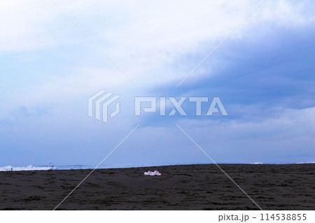 海と砂浜とサンダル 114538855
