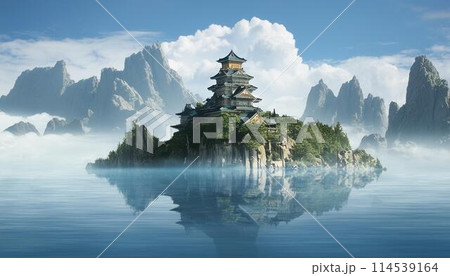 湖に囲まれた城 114539164