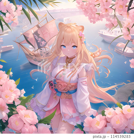 ピンクの花の少女 114539283