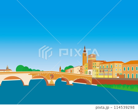 ヴェローナ　verona　ピエトラ橋　ponte pietra　アディジェ川　イタリア 114539298