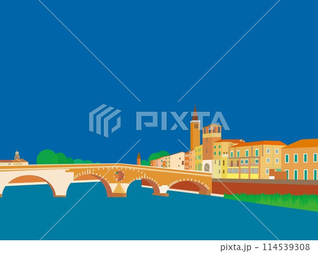 ヴェローナ verona ピエトラ橋 ponte pietra アディジェ川 イタリア ヴェローナ verona ピエトラ橋 ponte pietra アディジェ川 イタリア 114539308