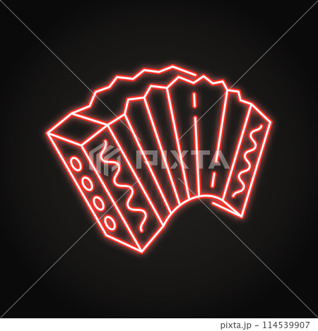 Accordion folk music instrument neon icon Accordion folk music instrument neon icon 114539907