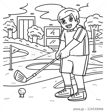 Golf Golfer Getting Ready to Hit Coloring Page Golf Golfer Getting Ready to Hit Coloring Page 114539946