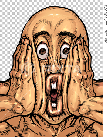 顔を両手で挟む男性のイラスト 114539973