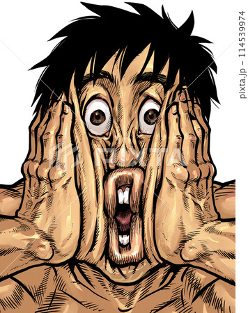 顔を両手で挟む男性のイラスト 顔を両手で挟む男性のイラスト 114539974