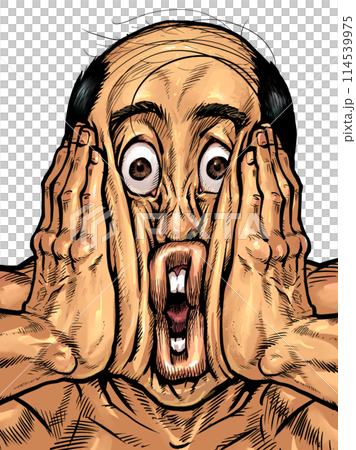 一個男人雙手捧著臉的插圖 一個男人雙手捧著臉的插圖 114539975