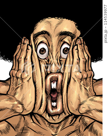 顔を両手で挟む男性のイラスト 顔を両手で挟む男性のイラスト 114539977