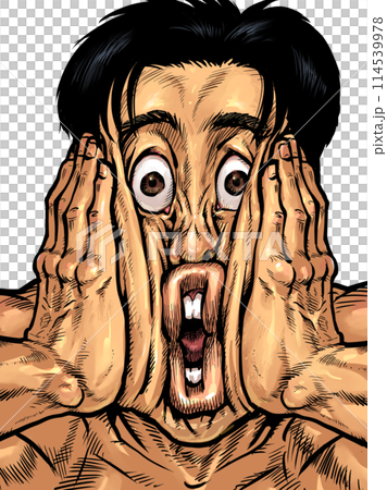 一個男人雙手捧著臉的插圖 一個男人雙手捧著臉的插圖 114539978