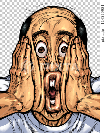 一個男人雙手捧著臉的插圖 一個男人雙手捧著臉的插圖 114539981