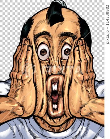 顔を両手で挟む男性のイラスト 114539982