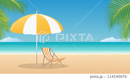 夏のビーチのイラスト素材 [114540070] - PIXTA
