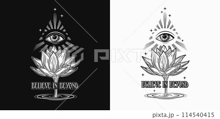Mysterious label with Lotus flower, third eye text 114540415