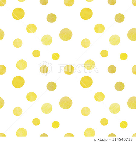 ラフな水玉模様のシームレスパターン（黄色） 114540715