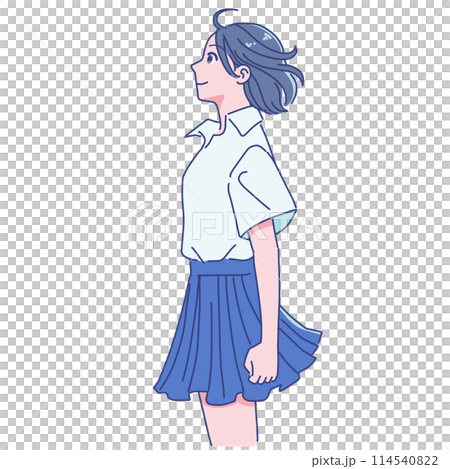 夏に向かってやる気のある笑顔の女子学生 114540822