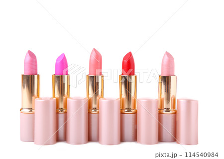 Colorful lipsticks isolated on white background 114540984