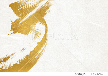 金色のブラシアートと和紙の背景素材 金色のブラシアートと和紙の背景素材 114542626