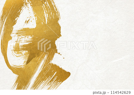金色のブラシアートと和紙の背景素材 114542629