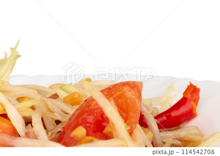 papaya salad isolated on white background. papaya salad isolated on white background. 114542708