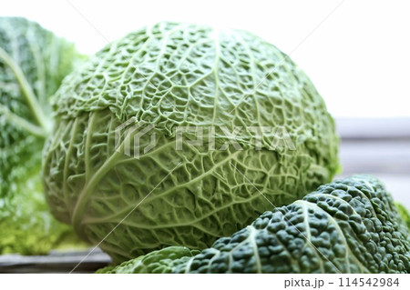 低農薬栽培のちりめんキャベツ　新鮮生野菜 114542984